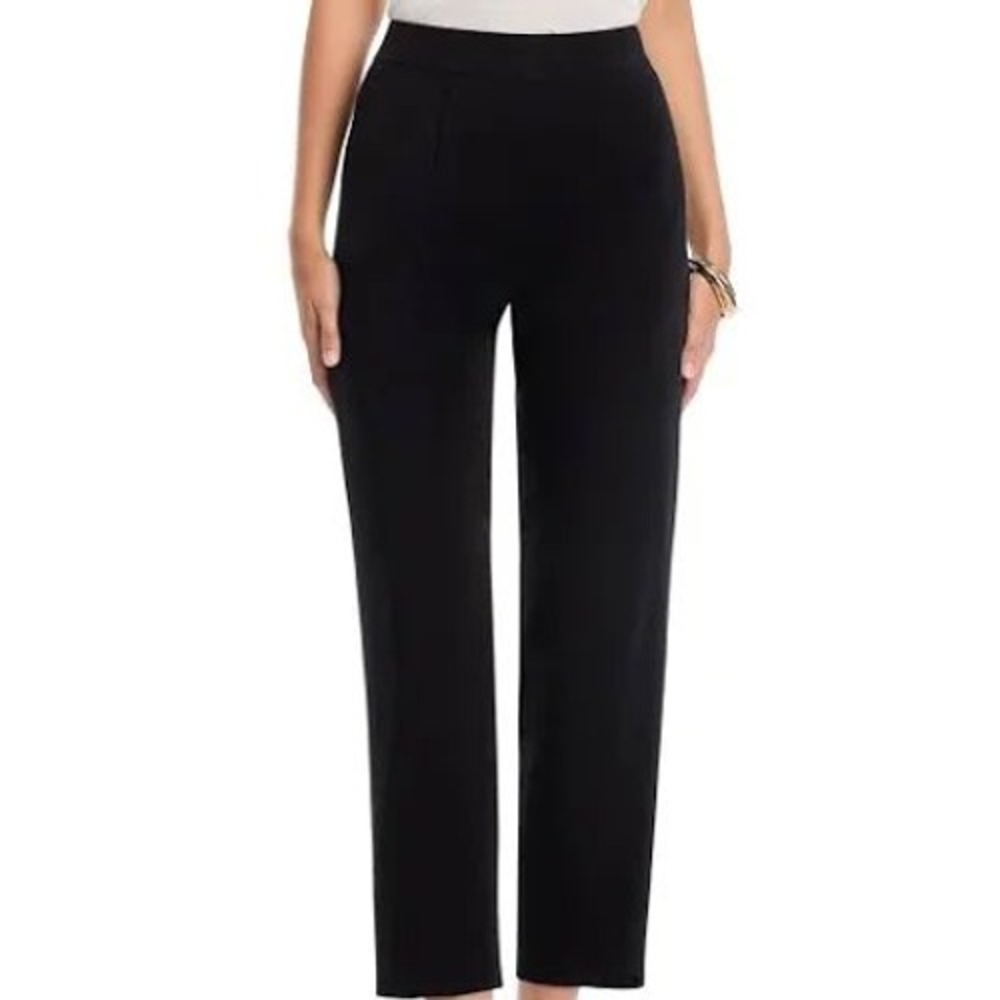 Misook Knit Pants Women S Black EUC High Rise Straight Leg Pull On Career travel
